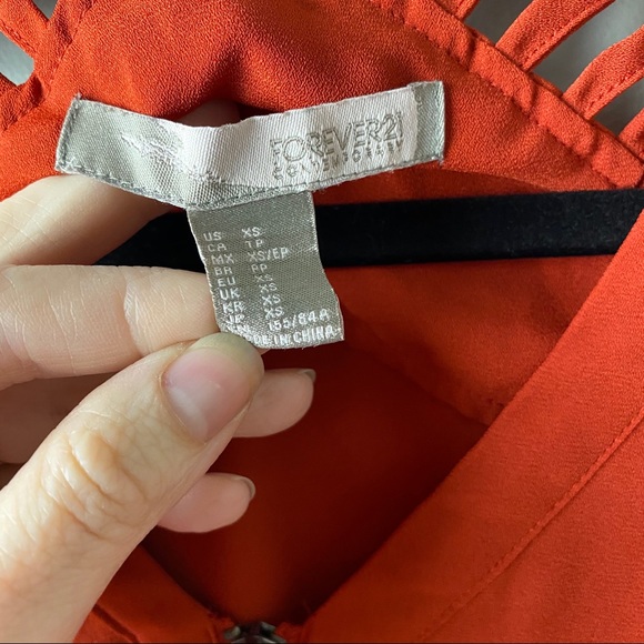 Forever 21 Orange Cutout Front Zipper Blouse - Picture 3 of 4